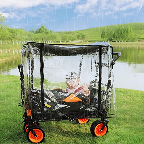 Carro plegable para exteriores, portátil, ligero, plegable, carrito de la compra, empujón manual, portátil, accesorios para carrito de camping, cubierta para lluvia, impermeable, viento de nieve