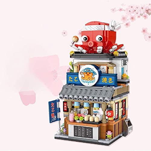 Casa de bloques de construcción, kit de modelo de tienda de hielo raspado modular de 668 piezas, modelo de construcción de bloques de sujeción de arquitectura de estilo japonés compatible con Lego Hou