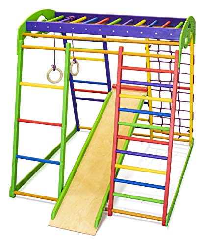 Centro de actividades con tobogán ˝Unga˝, red de escalada, anillos, escalera sueco, campo de juego infantil, Juguetes - certificado, almacén de la UE