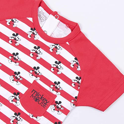 CERDÁ LIFE'S LITTLE MOMENTS 100 Ropa de bebé para niño de algodón 100% Fabricado | Pelele de Manga Corta de Mickey Mouse-Licencia Oficial de Disney, Rojo, Talla única para Bebés