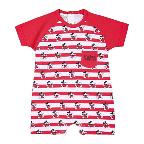 CERDÁ LIFE'S LITTLE MOMENTS 100 Ropa de bebé para niño de algodón 100% Fabricado | Pelele de Manga Corta de Mickey Mouse-Licencia Oficial de Disney, Rojo, Talla única para Bebés