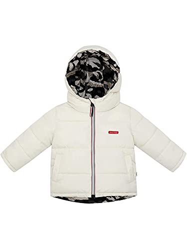 Chaqueta de piel cálida para niño o bebé, con capucha, chaqueta de manga larga y cálida, blanco, 130 cm