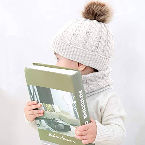 CheChury Niños Sombrero y Bufanda Conjunto Unisex Niños Niñas Invierno Bebe Gorros con Pompon Y Bufanda de Punto Cuello Redondo para 0-24 Meses Niña Niño