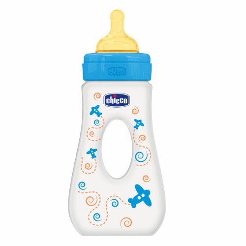 Chicco 00075724210000 - Biberon para paseo con tetina de caucho, 0% BPA, 240 ml, color azul