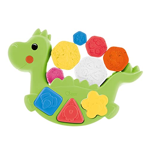 Chicco Dino Lino Juguete de Aplilación, Construcción y Equilibrio Para Bebés y Niños, Base Basculante, Diseño Dinosaurio Verde