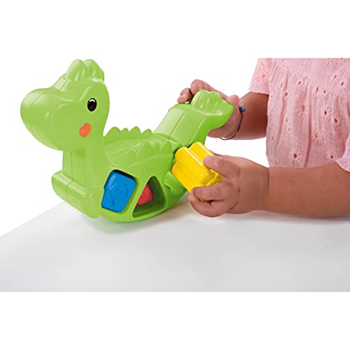 Chicco Dino Lino Juguete de Aplilación, Construcción y Equilibrio Para Bebés y Niños, Base Basculante, Diseño Dinosaurio Verde