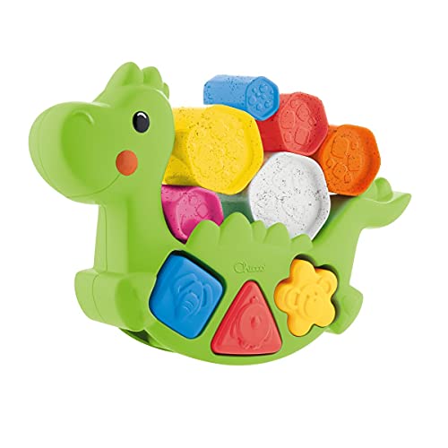 Chicco Dino Lino Juguete de Aplilación, Construcción y Equilibrio Para Bebés y Niños, Base Basculante, Diseño Dinosaurio Verde