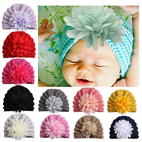 CHSEEA 11PCS Niños Sombrero Beanie Gorras Elásticas Caliente de Punto Arco Venda De Pelo Bebe Vinchas Diadema Turbante Cintas para El Pelo Niñas Accesorios para El Cabello #7