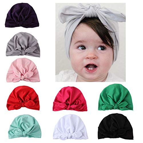 CHSEEA 9PCS Niños Sombrero Beanie Gorras Elásticas Caliente de Punto Arco Venda De Pelo Bebe Vinchas Diadema Turbante Cintas para El Pelo Niñas Accesorios para El Cabello #1