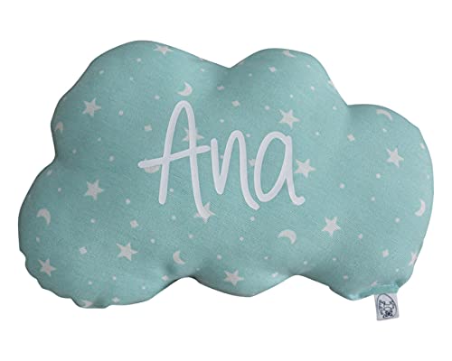 Cojín nube bebé personalizado. Un regalo original para un recién nacido, niño o niña. Ideal para la decoración de una habitación infantil. Gran variedad de telas.