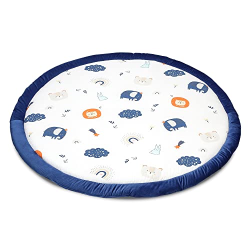 Colchoneta bebe suelo 100 cm - Alfombras infantiles redondas gateo suelo bebes acolchado con volantes acogedor Arcoíris