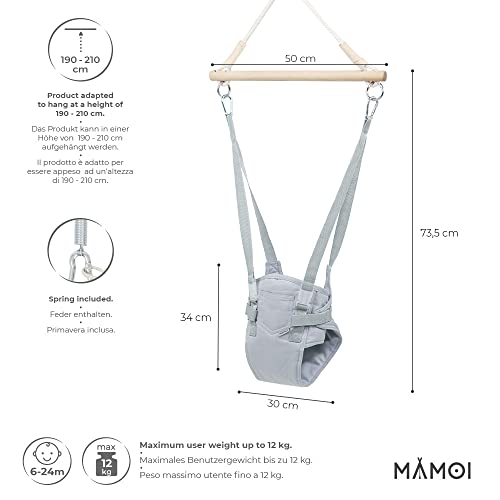 Columpio de puerta para bebé, de algodón, marco para puerta, diseño moderno, a partir de 6 meses, columpio hinchable sostenible para bebés, 100% ecológico