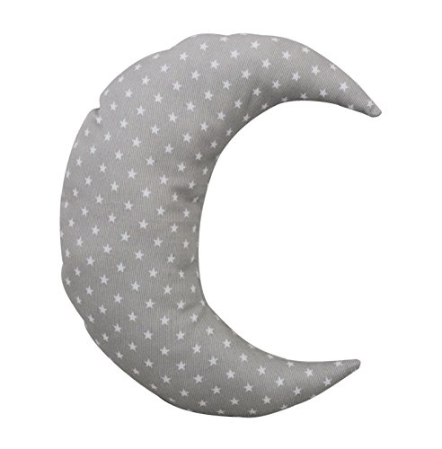 Conjunto Cojines Decorativos para bebé Bordados con el Nombre - Cojines Decorativos Cuna Grabados con Nombre - Cojines Infantiles Personalizados Forma de Luna y Nube - Estrellas - Gris/Blanco - Nenel