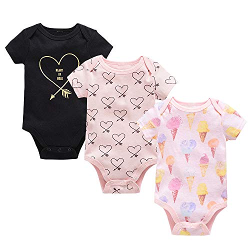 Conjunto de 3 peleles unisex de manga corta para bebé, pijama de algodón, ropa de verano de 0 a 12 meses