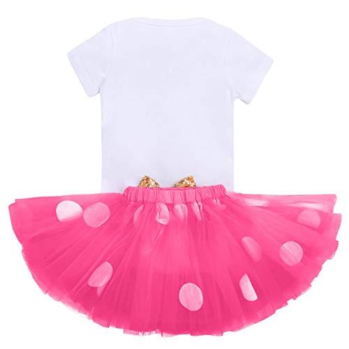 Conjunto de ropa de primer cumpleaños para recién nacido, diseño de Minnie con lunares, mono con volantes, vestido de lentejuelas y diadema de ratón, disfraz de princesa