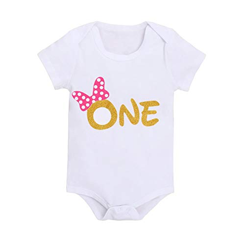 Conjunto de ropa de primer cumpleaños para recién nacido, diseño de Minnie con lunares, mono con volantes, vestido de lentejuelas y diadema de ratón, disfraz de princesa