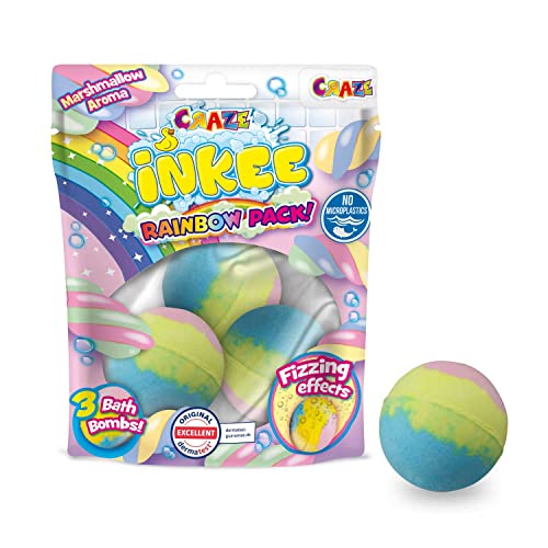 CRAZE- Pack 3 Bombas de Baño Infantil Arcoiris Perfumadas Efecto Efervescente, Multicolor (25840)