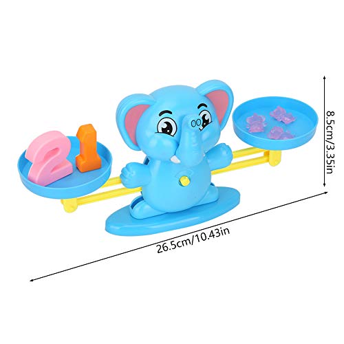 CUTULAMO Báscula de Equilibrio Matemático, Material ABS de Esquina Redonda, Forma de Dibujos Animados, Juguete de Equilibrio Matemático Seguro, Educativo, Añadir Resta para el Hogar(Elefante Azul)