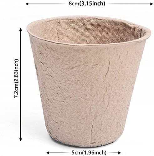 Cymax 50 Piezas Macetas de Turba Biodegradables, Macetas redondas de fibra de 8 cm con 50 etiquetas de plantas, plantas de hierbas biodegradables,flores,semillas de inicio,macetas de jard