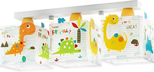 Dalber Lámpara infantil Plafón de techo 3 Luces Dinos Dinosaurios Multicolor Animales