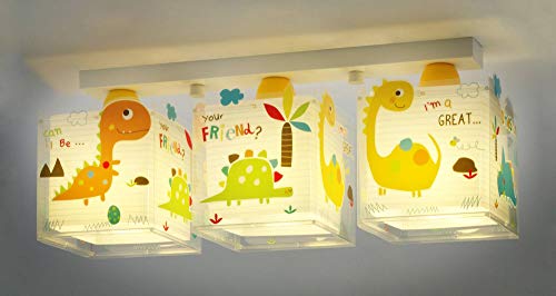 Dalber Lámpara infantil Plafón de techo 3 Luces Dinos Dinosaurios Multicolor Animales