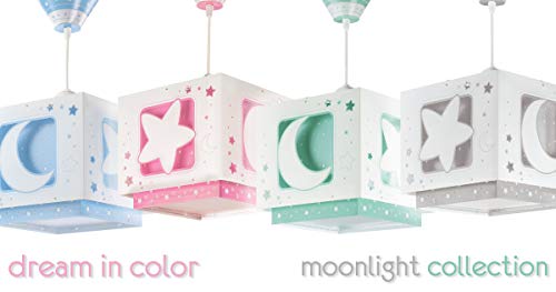 Dalber Lámpara Infantil Plafón Techo 3 Luces Moonlight Luna y Estrellas Gris, 60 W