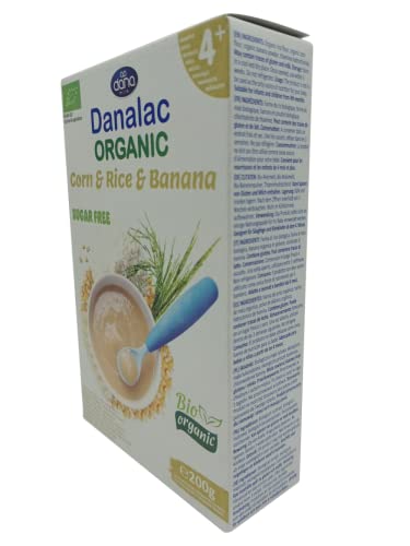 Danalac Cereal Ecológico de Maíz, Arroz y Plátano para Bebés durante 6+ Meses 200 g