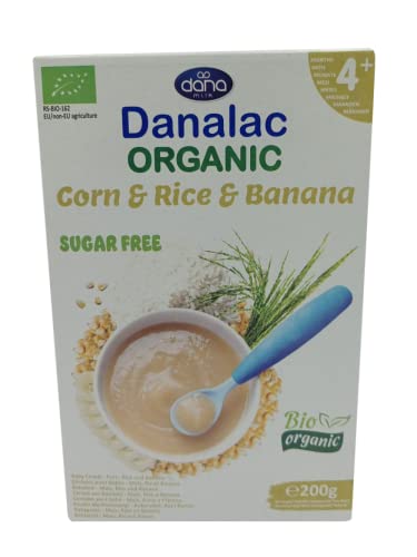 Danalac Cereal Ecológico de Maíz, Arroz y Plátano para Bebés durante 6+ Meses 200 g