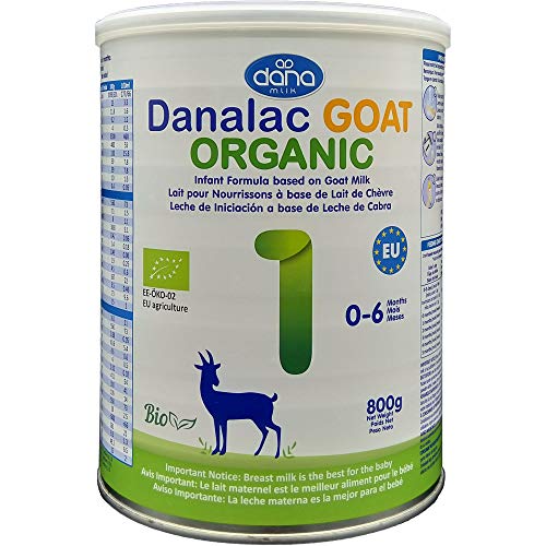 DANALAC Leche de Iniciacion a base de leche de cabra orgánica 800 g Leche en polvo para bebés Etapa 1 para bebés y niños pequeños de 0 a 6 meses (paquete de 1)