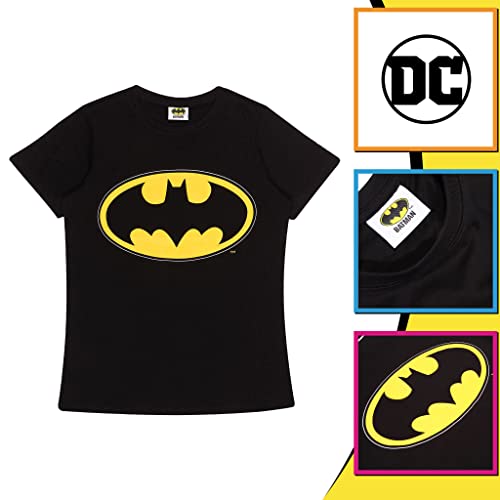 DC Comics Batman Logotipo clásico de Las Mujeres Camiseta Cabida Negro XL | S-XXL, señoras de la Manera apropiada Delgada Superior, Regalos de cumpleaños, mamá Regalo Hija de la Hermana Idea