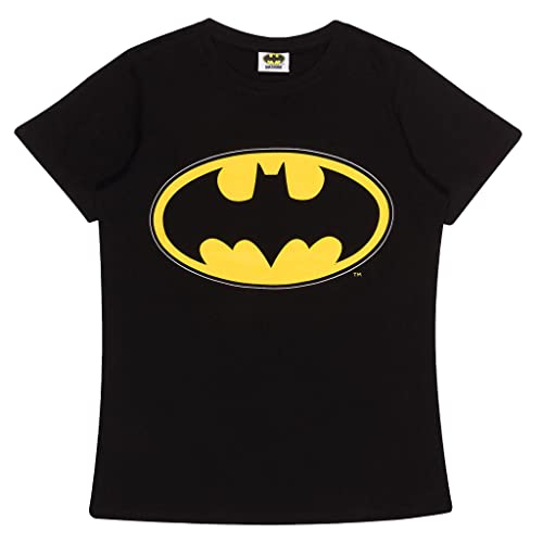 DC Comics Batman Logotipo clásico de Las Mujeres Camiseta Cabida Negro XL | S-XXL, señoras de la Manera apropiada Delgada Superior, Regalos de cumpleaños, mamá Regalo Hija de la Hermana Idea