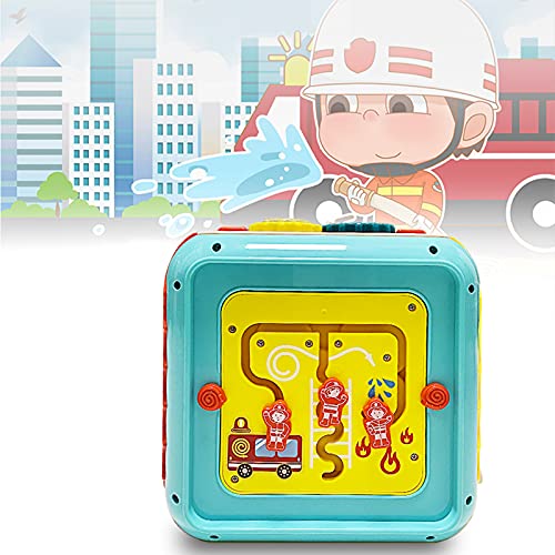 deAO Cubo Educativo 7en1 con Actividades para Bebés Descubre y Aprende Juego Infantil con Clasificación de Formas, Luz y Música y Accesorios - Centro de Actividad para Edades Tempranas