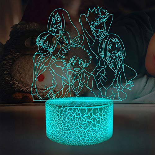 Dibujos animados Mi héroe Academia Deku Manga Midoriya Izuku Animación Figura Luz de la Noche Led Anime Niño Niños Adultos Regalos Decoración Cómic Lámpara de Mesa Dormitorio 16 Colores Decoración