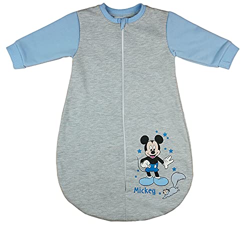 Disney Baby - Saco de dormir sin mangas para bebé (talla 56, 62, 68, 74, 80, 86, 92, 98, 104, 110 finos, sin forro, 100% algodón, para niños con Mickey Mouse, Modelo 4, 18 meses