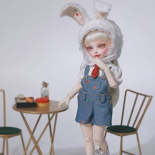 Doll 1/6 Lovely SD Dolls 27.8cm 10.9 Inch 18 Ball Jointed Doll DIY Toys with Doll Body Hair Wig Clothes Shoes Rabbit Hat Makeup for Surprise Birthday Gift (A)