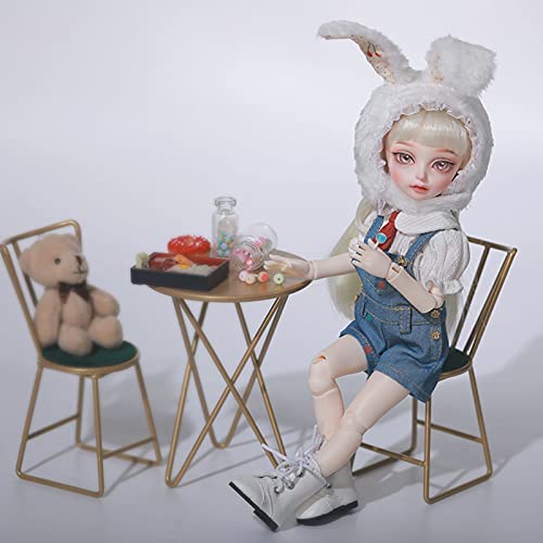 Doll 1/6 Lovely SD Dolls 27.8cm 10.9 Inch 18 Ball Jointed Doll DIY Toys with Doll Body Hair Wig Clothes Shoes Rabbit Hat Makeup for Surprise Birthday Gift (A)