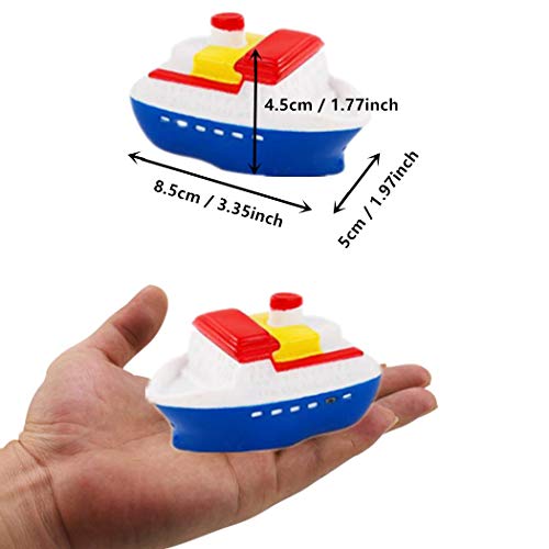 DQTYE 6Pcs Barcos flotantes de Juguete para baño, Bebé Squirt Suave Juguetes de baño Bañera de Dibujos Animados PU Nave de Goma Juego de Agua Aprendizaje de Juguetes educativos para niños pequeños