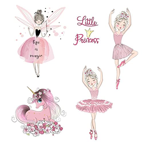 Droomhuis Vinilos Decorativos Unicornio Rosa de Niña de Ballet Pegatinas Infantiles Pared Para Cuarto de Niñas Cuarto de Niños Jardín de Infantes Pegatinas Pared Decorativas