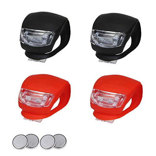 EasyULT 4 pcs Luces LED Intermitentes para Cochecito de bebé, lámpara de Silicona, Impermeable, 2 Luces LED Blancas y 2 Luces LED Rojas, Pilas Incluido