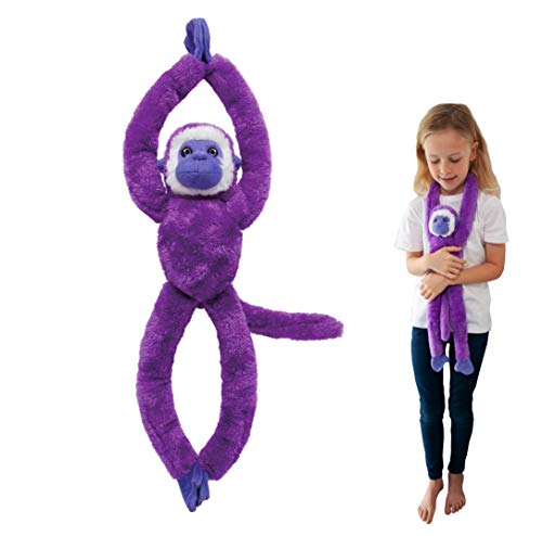 EcoBuddiez Tree Huggers - Mono Ardilla Morado de Deluxebase. Peluche Blando Colgante y ecológico de 72cm, Hecho de Botellas de plástico reciclada. Regalos Originales para Bebes Recien Nacidos y niños