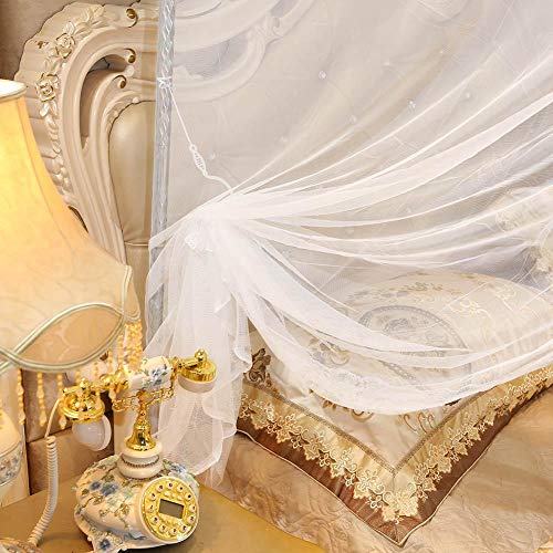 Elegantes Cortinas de Cama con Dosel de Lujo Princess Four Corner Post Cortina de Cama Canopy Netting Mosquitera Ropa de Cama(150 * 200 * 200)