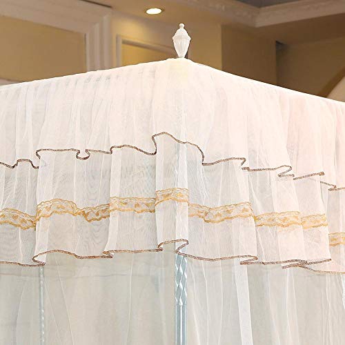 Elegantes Cortinas de Cama con Dosel de Lujo Princess Four Corner Post Cortina de Cama Canopy Netting Mosquitera Ropa de Cama(150 * 200 * 200)