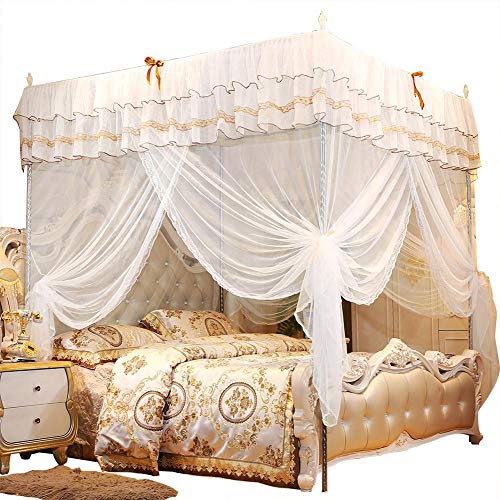 Elegantes Cortinas de Cama con Dosel de Lujo Princess Four Corner Post Cortina de Cama Canopy Netting Mosquitera Ropa de Cama(150 * 200 * 200)