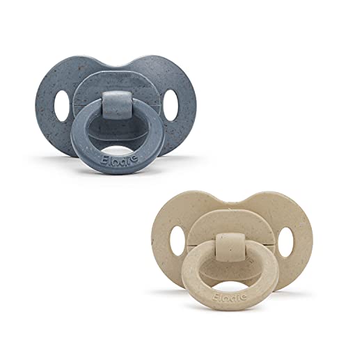 Elodie Details Paquete de 2 Chupetes de Bambù para Bebé a Partir de 3 Meses - Tetina de Silicona Ortodóntica - Tender Blue/Pure Khaki