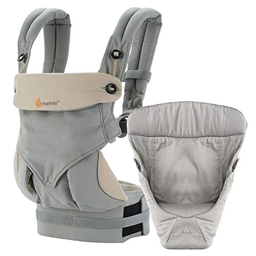 Ergobaby Mochila Portabebé Ergonómico Pack 360 con Cojín para Recién Nacidos, 4-Posiciones de Porteo, Gris