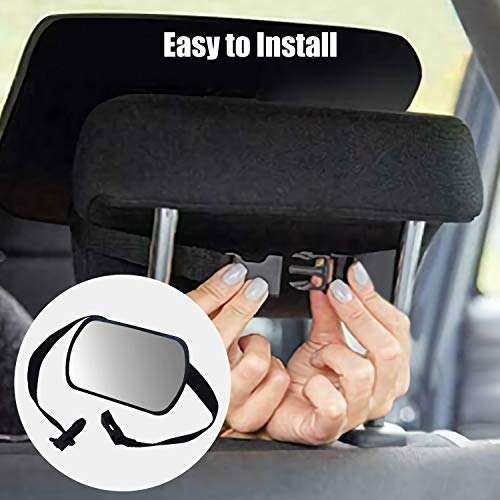 Espejo de coche para bebé de 2 vías, espejo de asiento de seguridad para bebés para bebés orientados hacia adelante y hacia atrás con amplia vista de vidrio irrompible