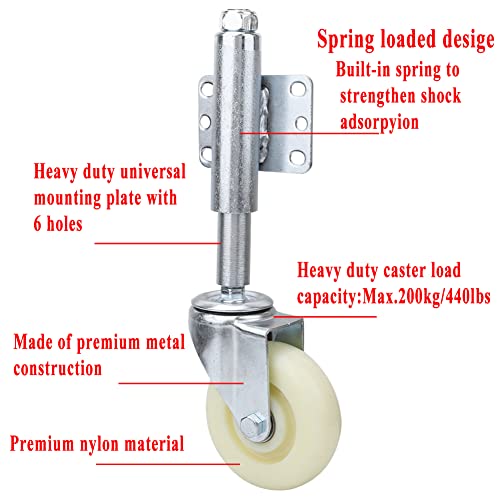 Eurobuy 4 Ruedas de Compuerta Giratoria de Nylon con Ruedas Giratorias de Alta Resistencia Capacidad de Carga de 440 Lb