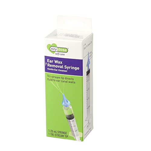 EZY DOSE Jeringa Para Eliminar La Cera De Los Oídos Con Punta De Tres Chorros, Segura Y Antibacterial, Limpia Oídos Para Tapones, Audífonos E Higiene, Clear, 20 ml