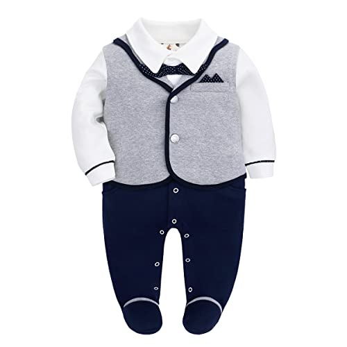 famuka bebé niños Esmoquin Traje de recién Nacido Bautizo Boda Ropa de bebé (Gris, 3-6 Meses)