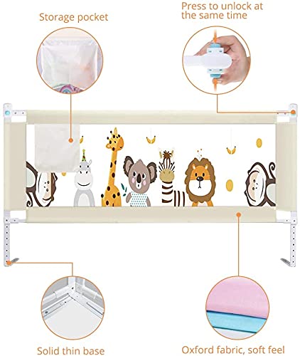 Fascol Barandillas de la Cama Infantil de Acero Carbono, Ajustable para Niños de 0 a 7 años, Barrera de Seguridad Anti-caída para Bebés Portátil y Estable, 200 X 93 cm, Blanco